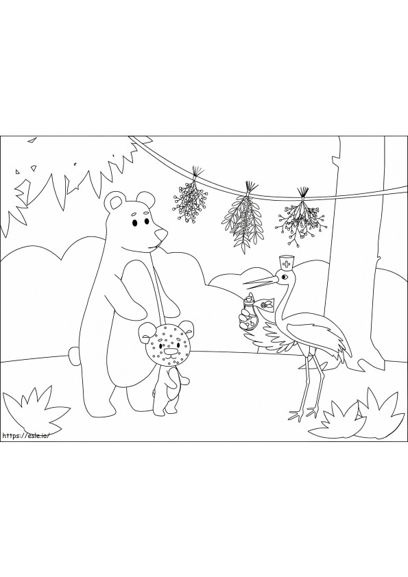 Crane And Bears coloring page