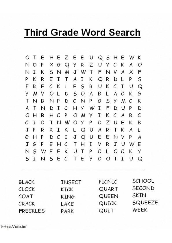 Third Grade Word Search coloring page