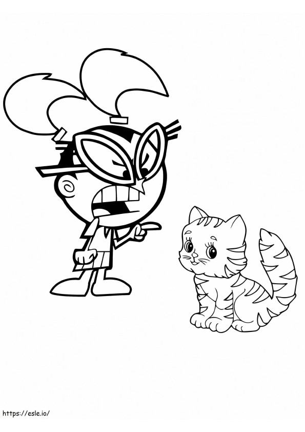 The Fairly Oddparents Tootie And Cute Cat coloring page