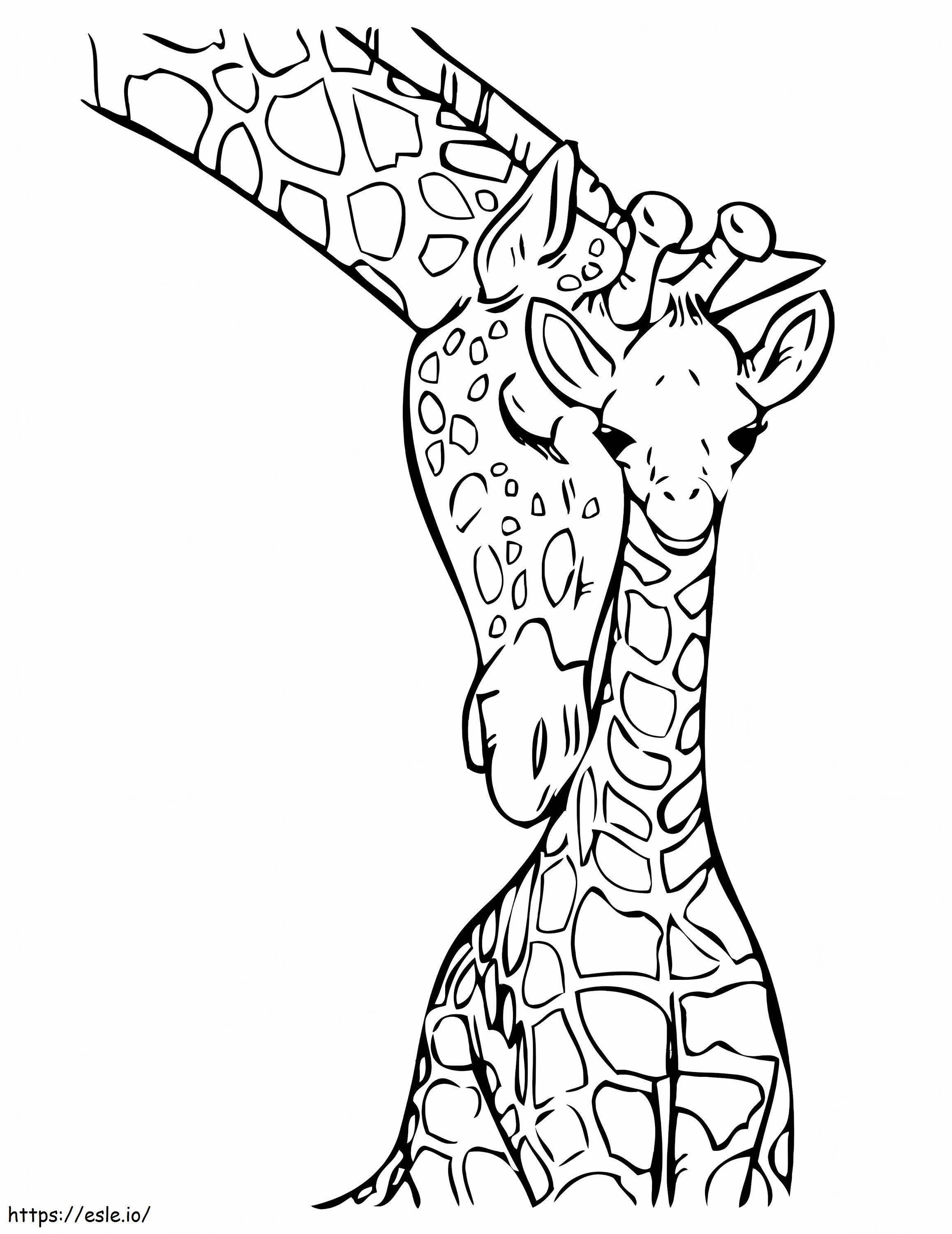 Coloriage Girafe mignonne deux à imprimer dessin