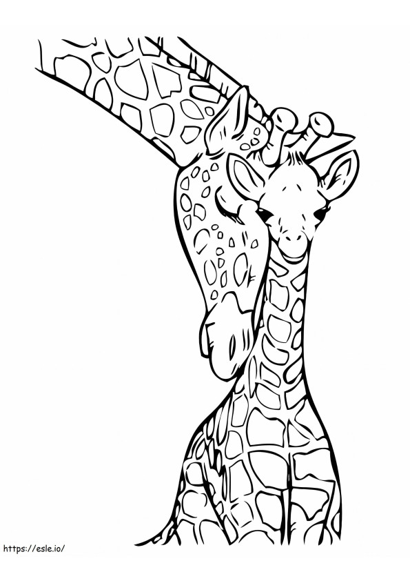 Coloriage Girafe mignonne deux à imprimer dessin
