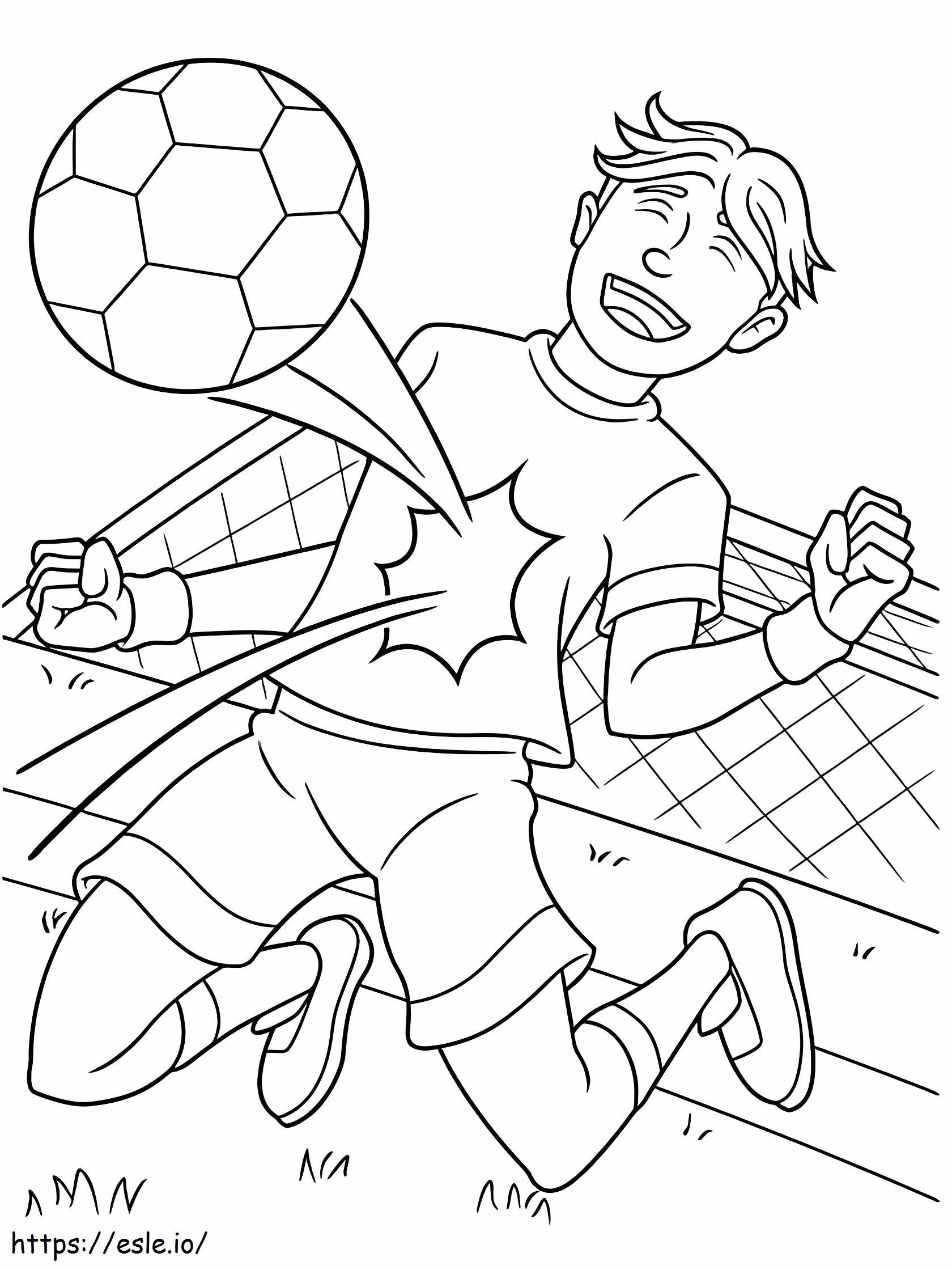 Jogador de futebol com bola para colorir