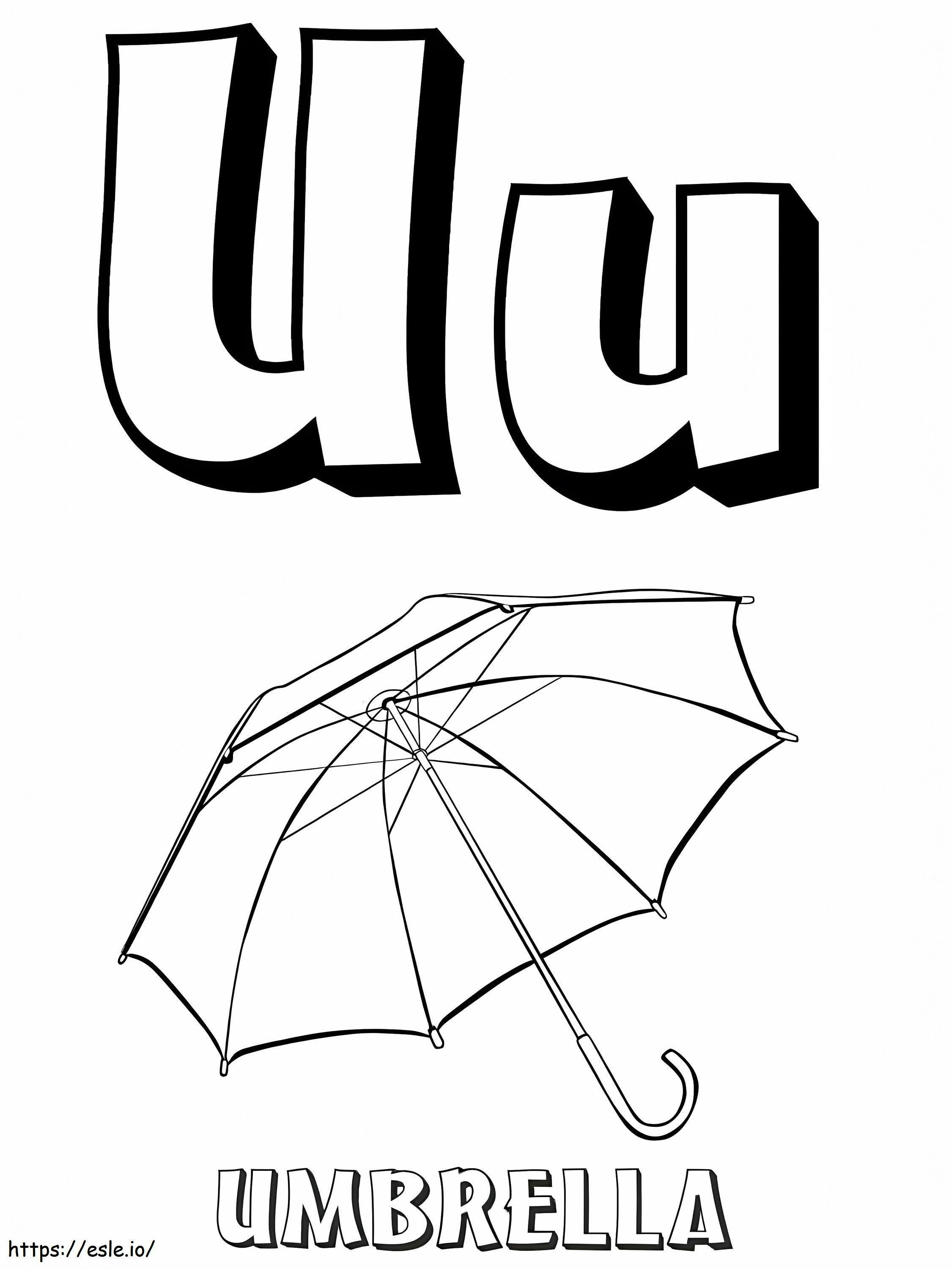 Sateenvarjo U-kirjain värityskuva