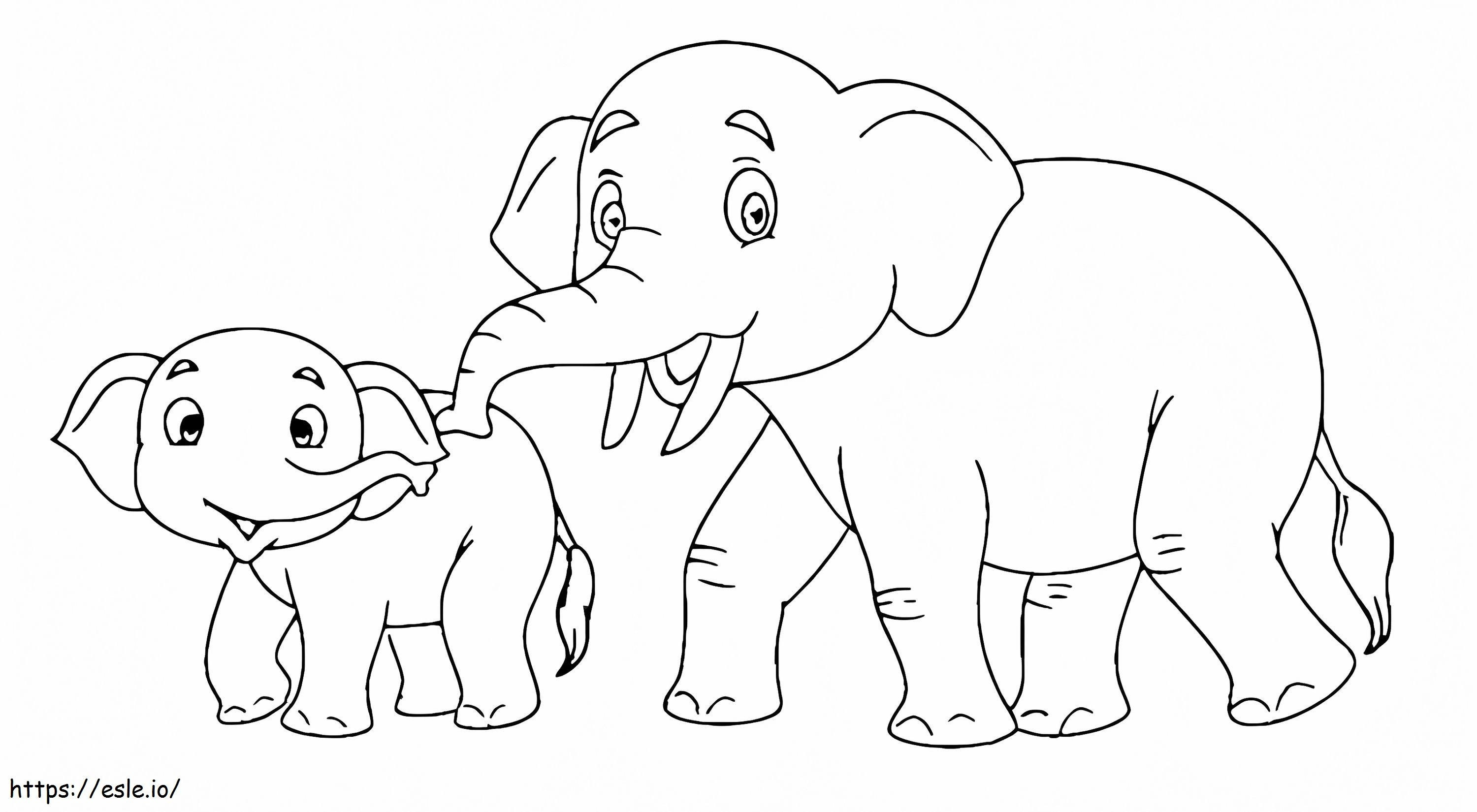 Father And Son Elephant coloring page