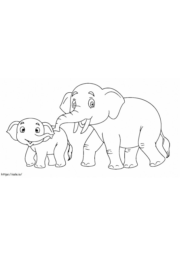 父と子の象 ぬりえ - 塗り絵