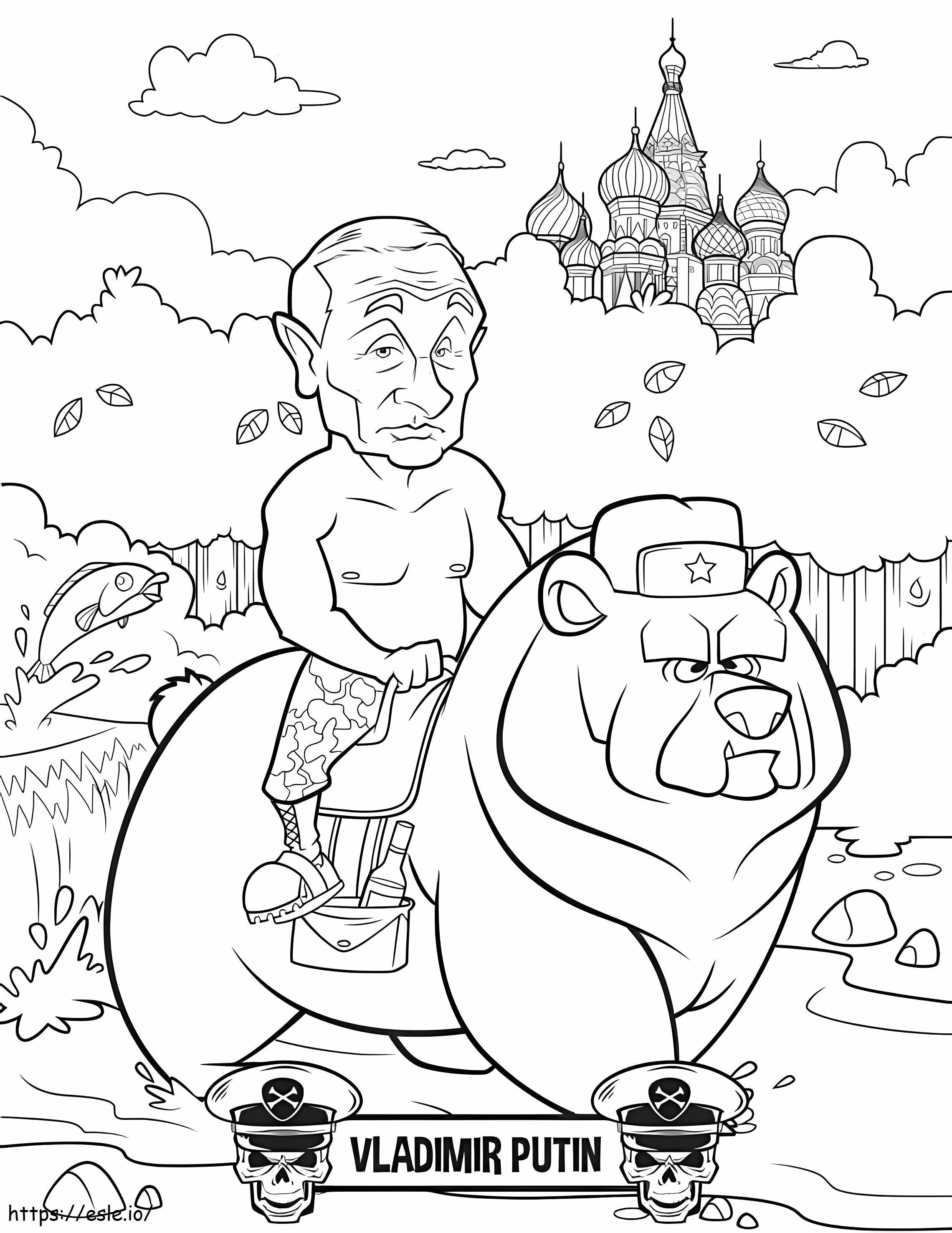 Funny Vladimir Putin coloring page