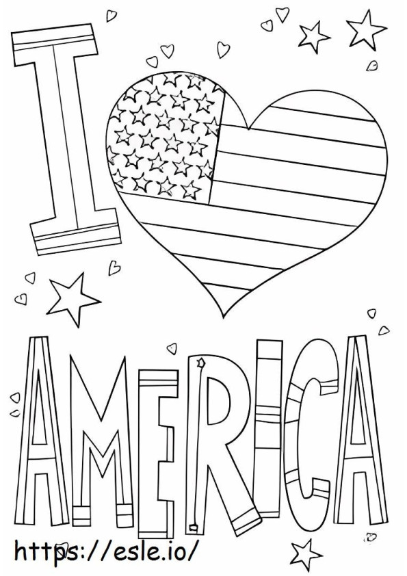 Coloriage J'aime l'américain à imprimer dessin