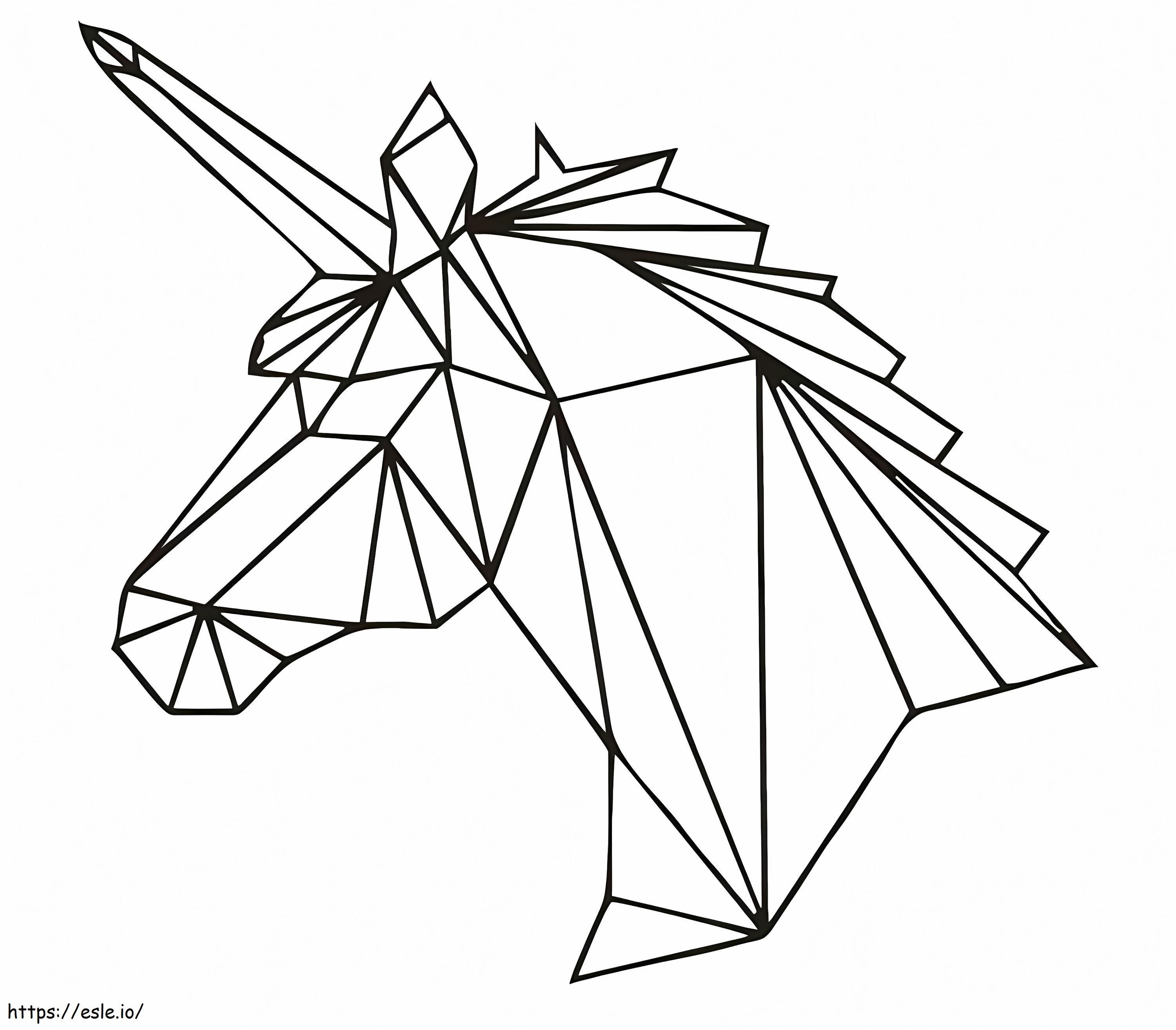 Origami Unicorn de colorat