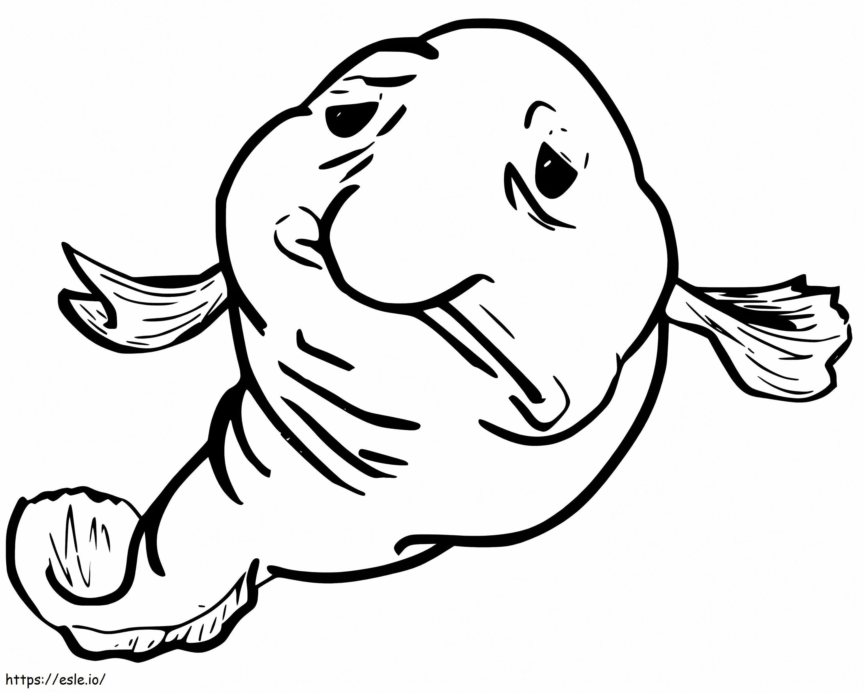 Coloriage Blobfish triste à imprimer dessin