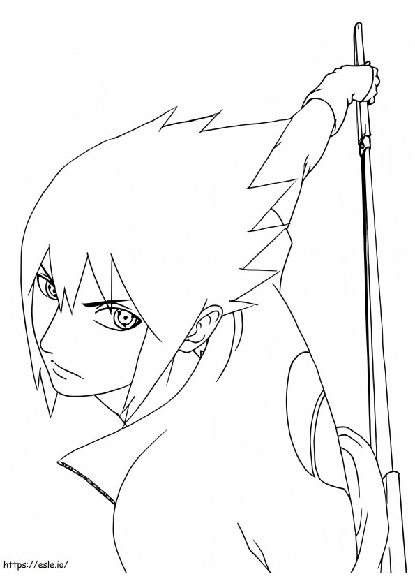 Luta entre o pequeno Sasuke e Naruto para colorir