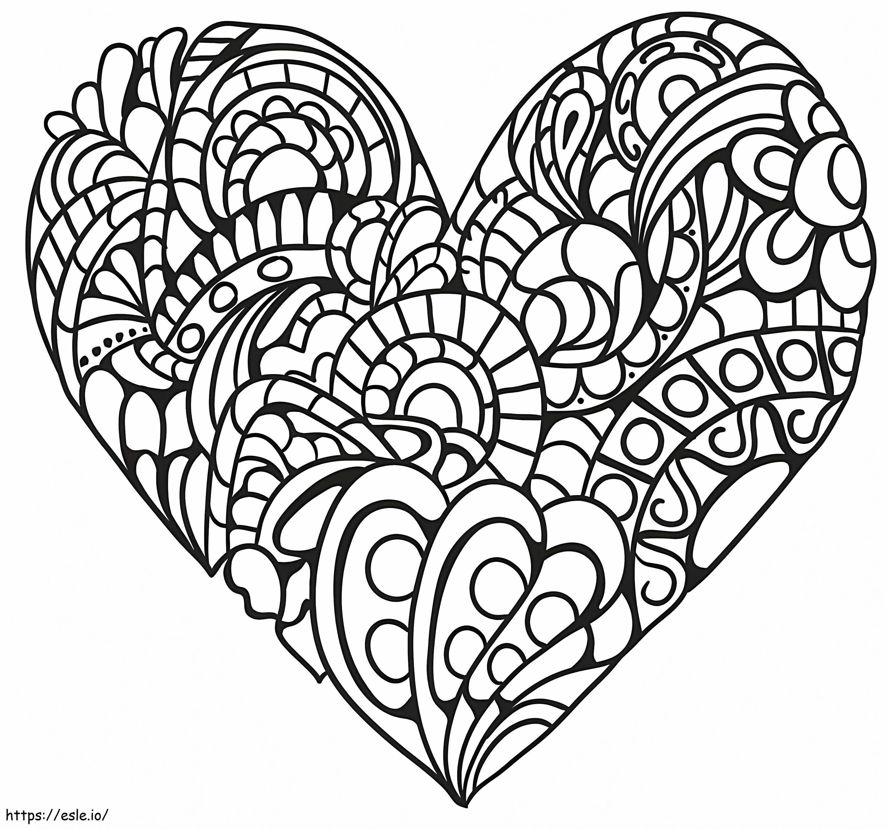 Heart Zentangle coloring page