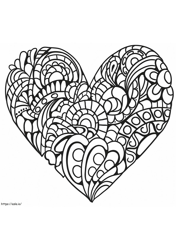 Heart Zentangle coloring page