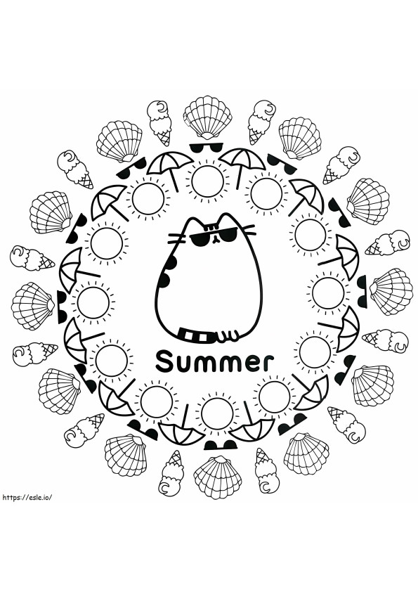 Summer Pusheen coloring page