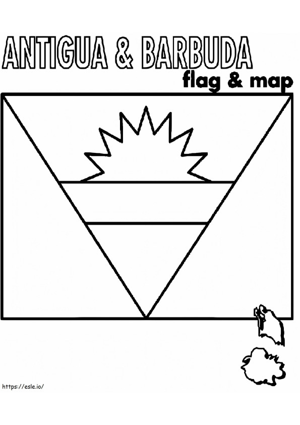 Vlag en kaart van Antigua en Barbuda kleurplaat
