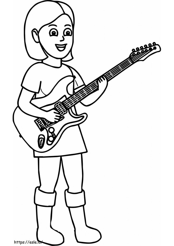 Nina toca guitarra para colorir