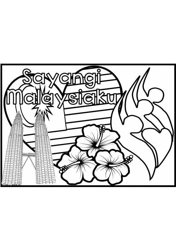 Malaysia With Flower coloring page