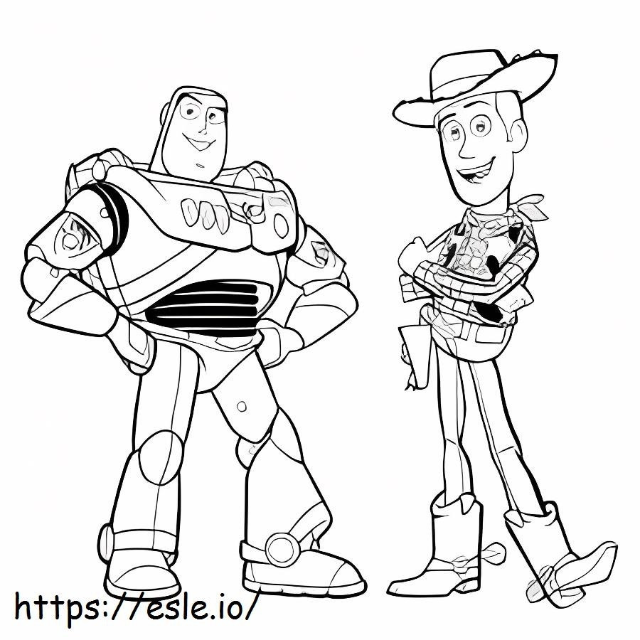 Coloriage Bonite Woody et Buzz à imprimer dessin