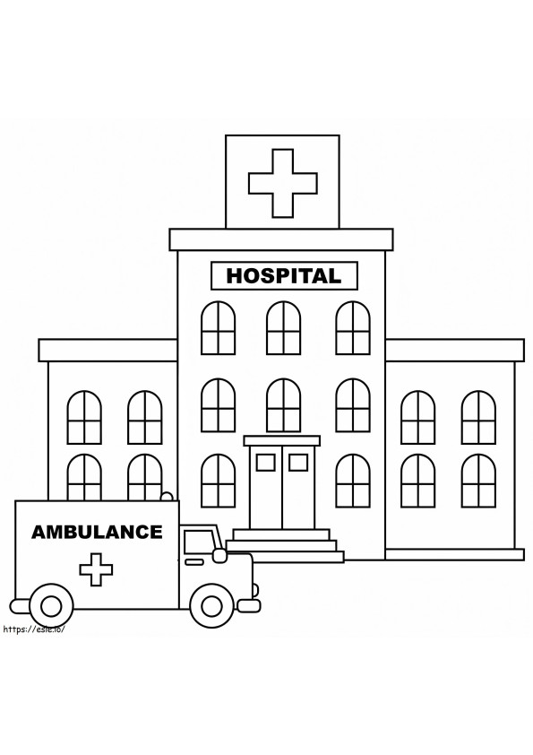 Printable Hospital Building coloring page