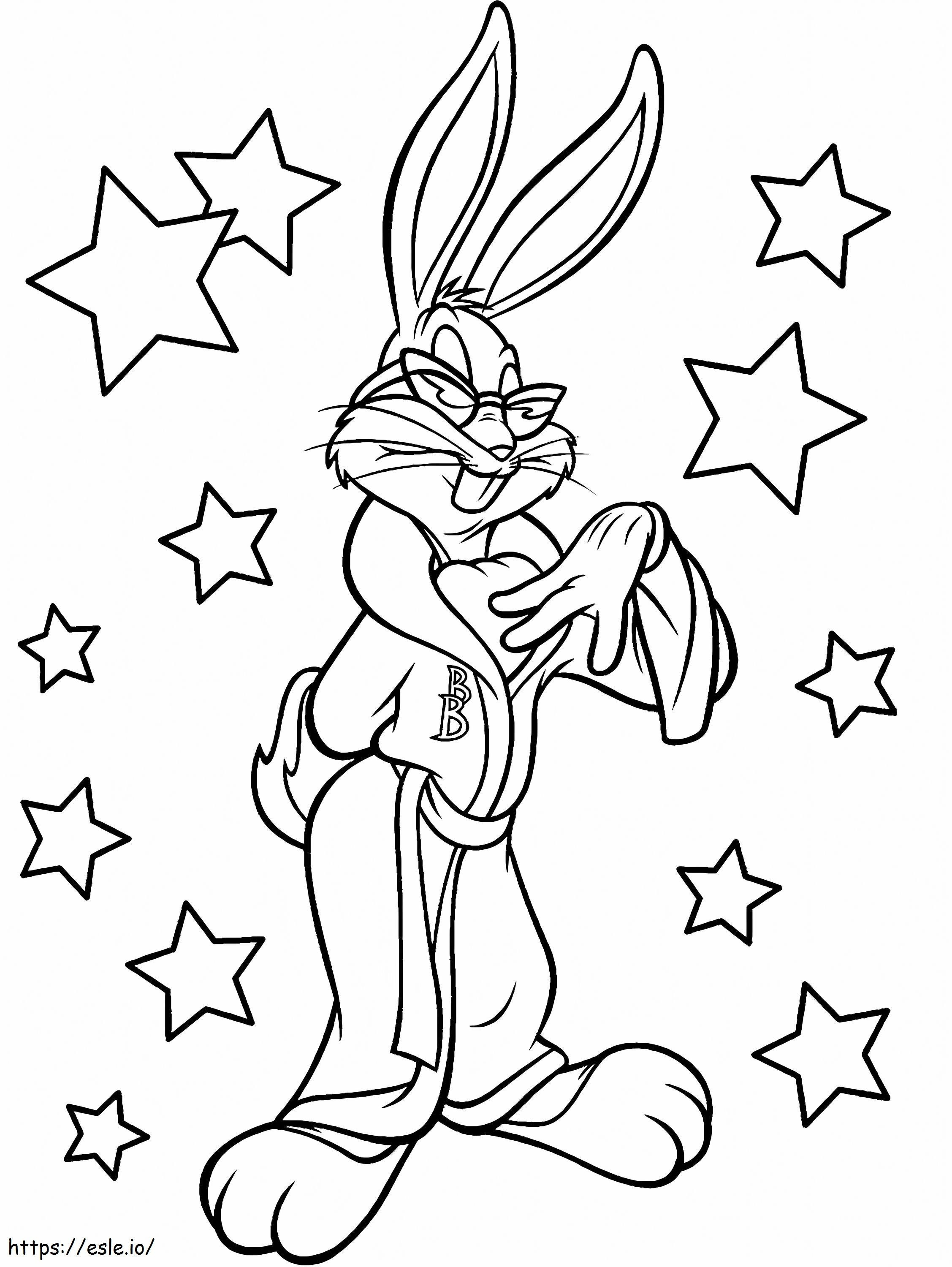 Bugs Bunny Tähtien kanssa värityskuva