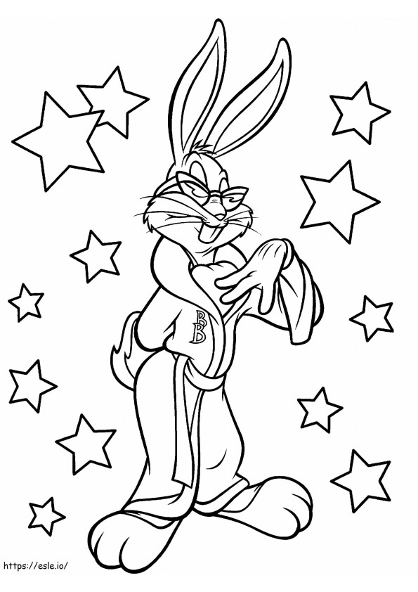 Bugs Bunny met sterren kleurplaat