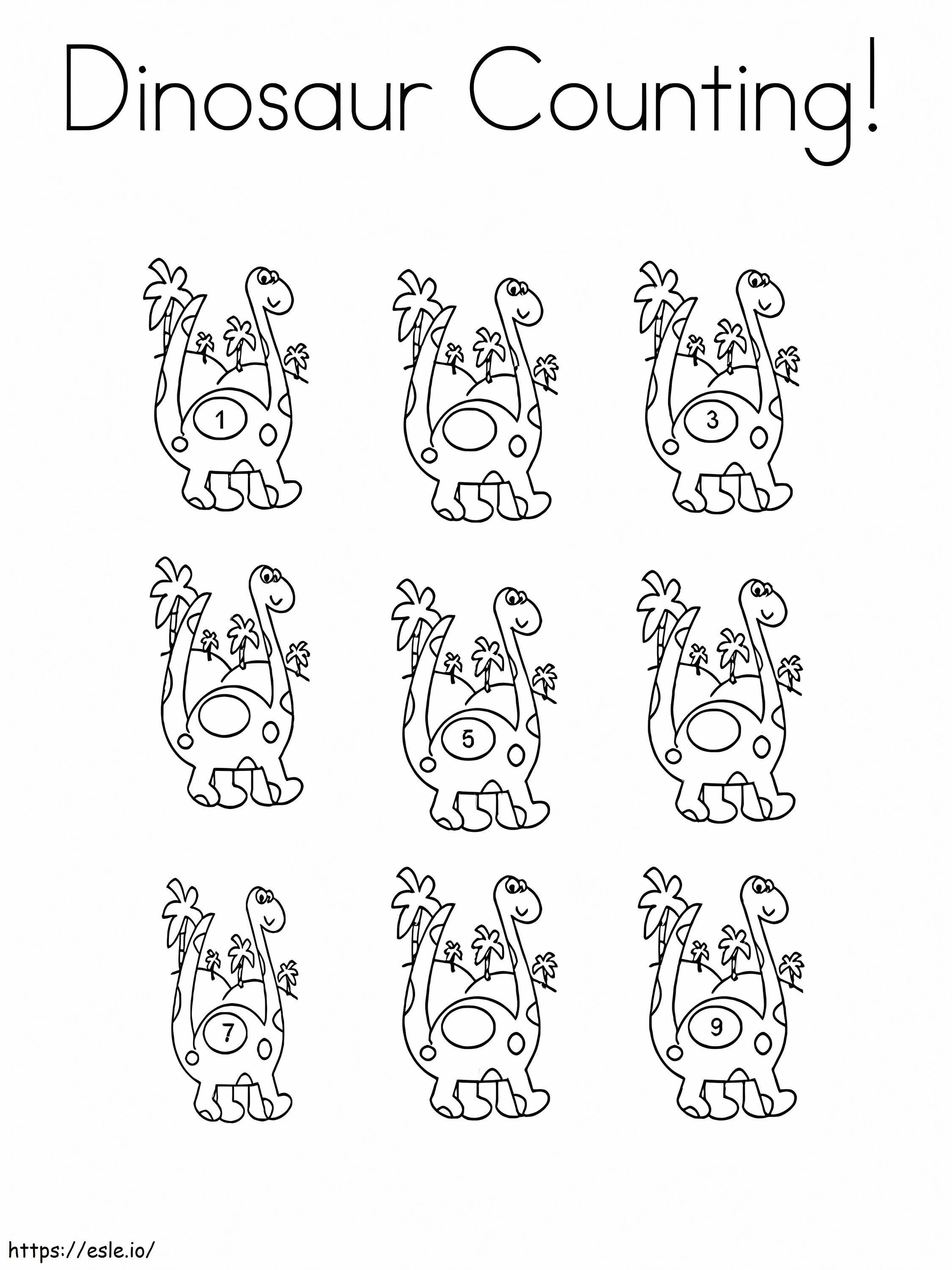 Dibujos para colorear de conteo de dinosaurios para imprimir