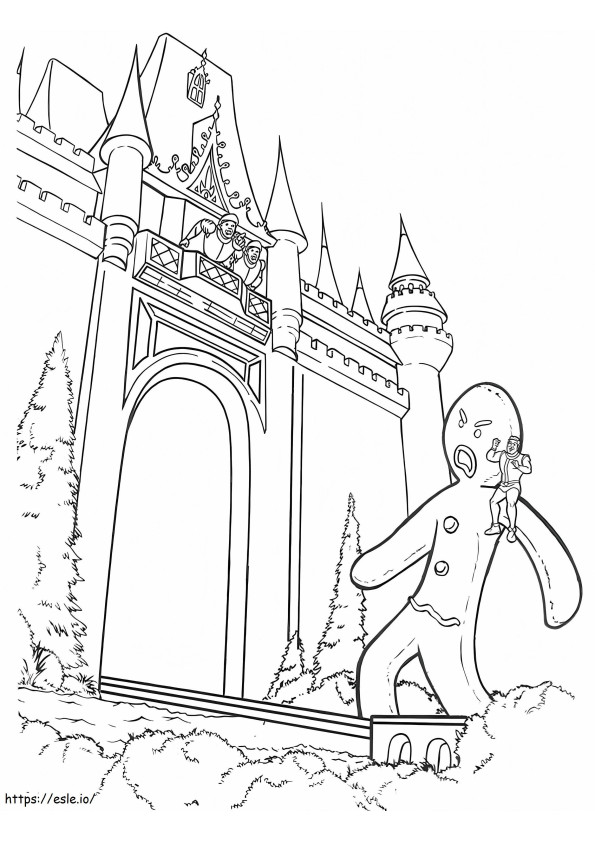 1569244560 Gingerbread Man With Shrek A4 coloring page