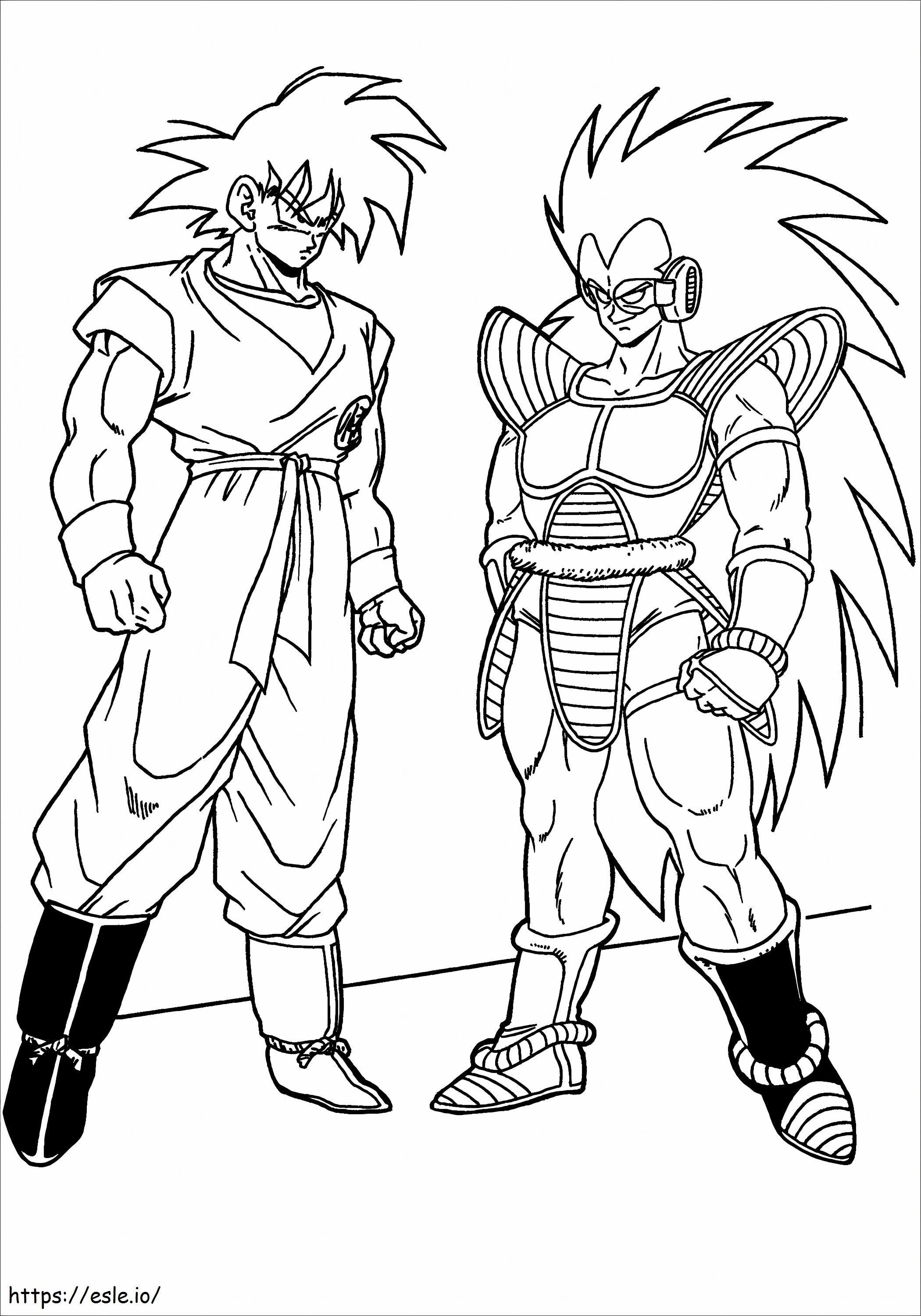 Coloriage Magnifique Goku et Vegeta à l'échelle à imprimer dessin
