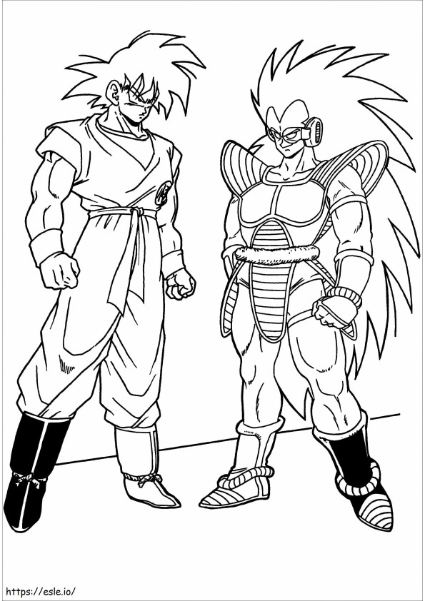 Coloriage Magnifique Goku et Vegeta à l'échelle à imprimer dessin