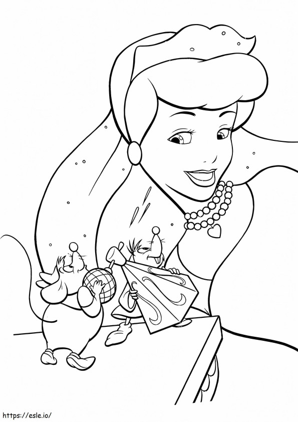 1528340527 Tikus Membantu Gaun Cinderella A4 Gambar Mewarnai