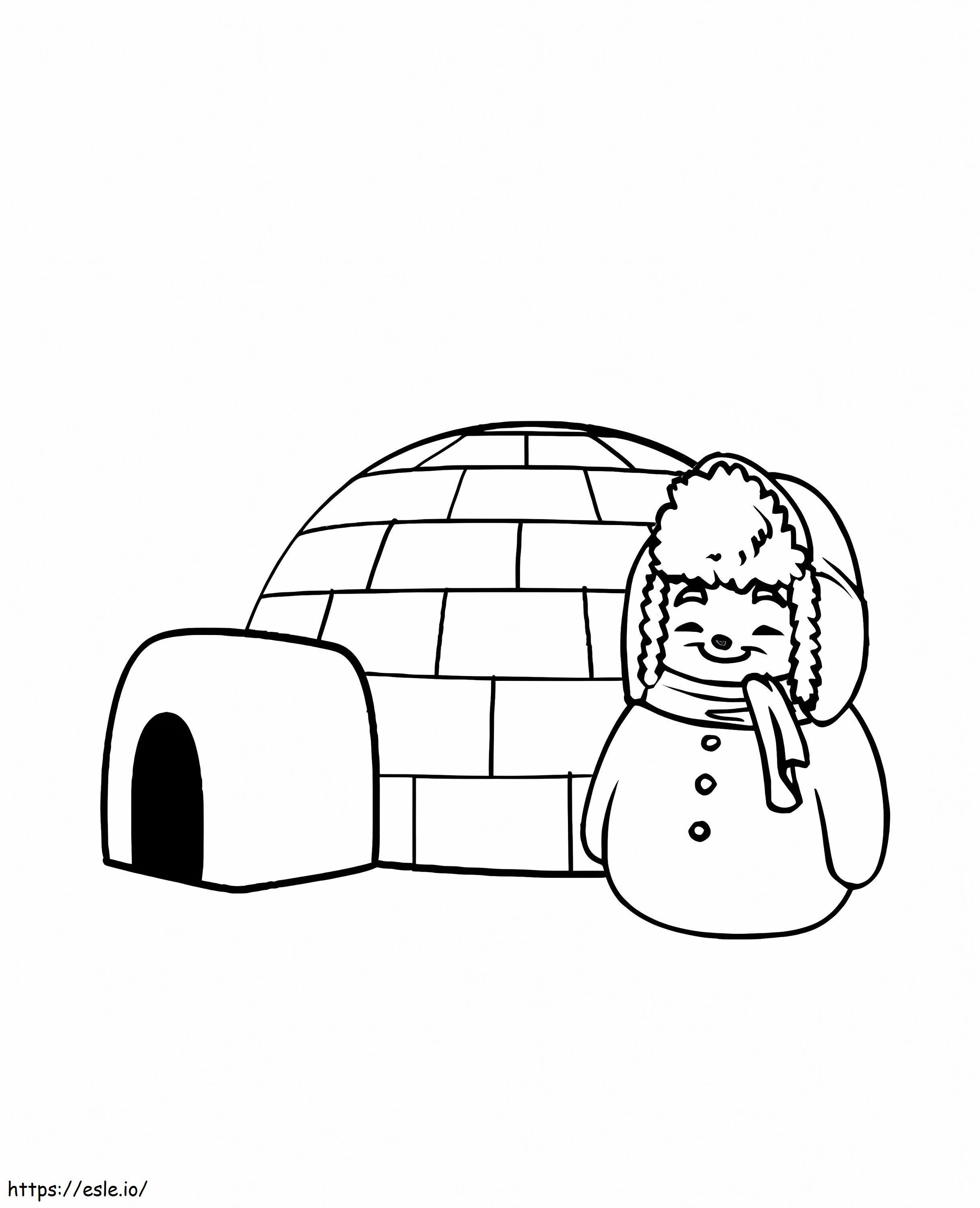 Coloriage Vivre dans un igloo à imprimer dessin