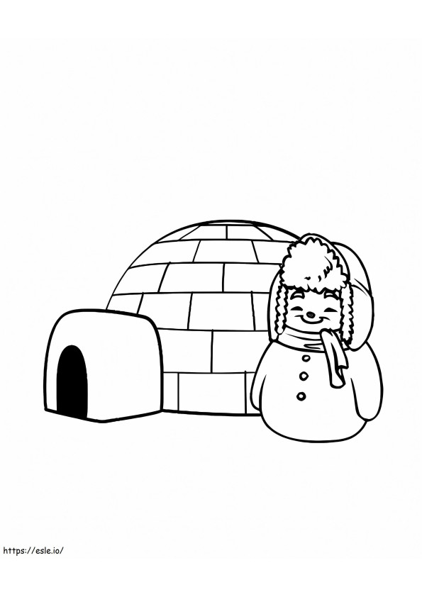 Coloriage Vivre dans un igloo à imprimer dessin