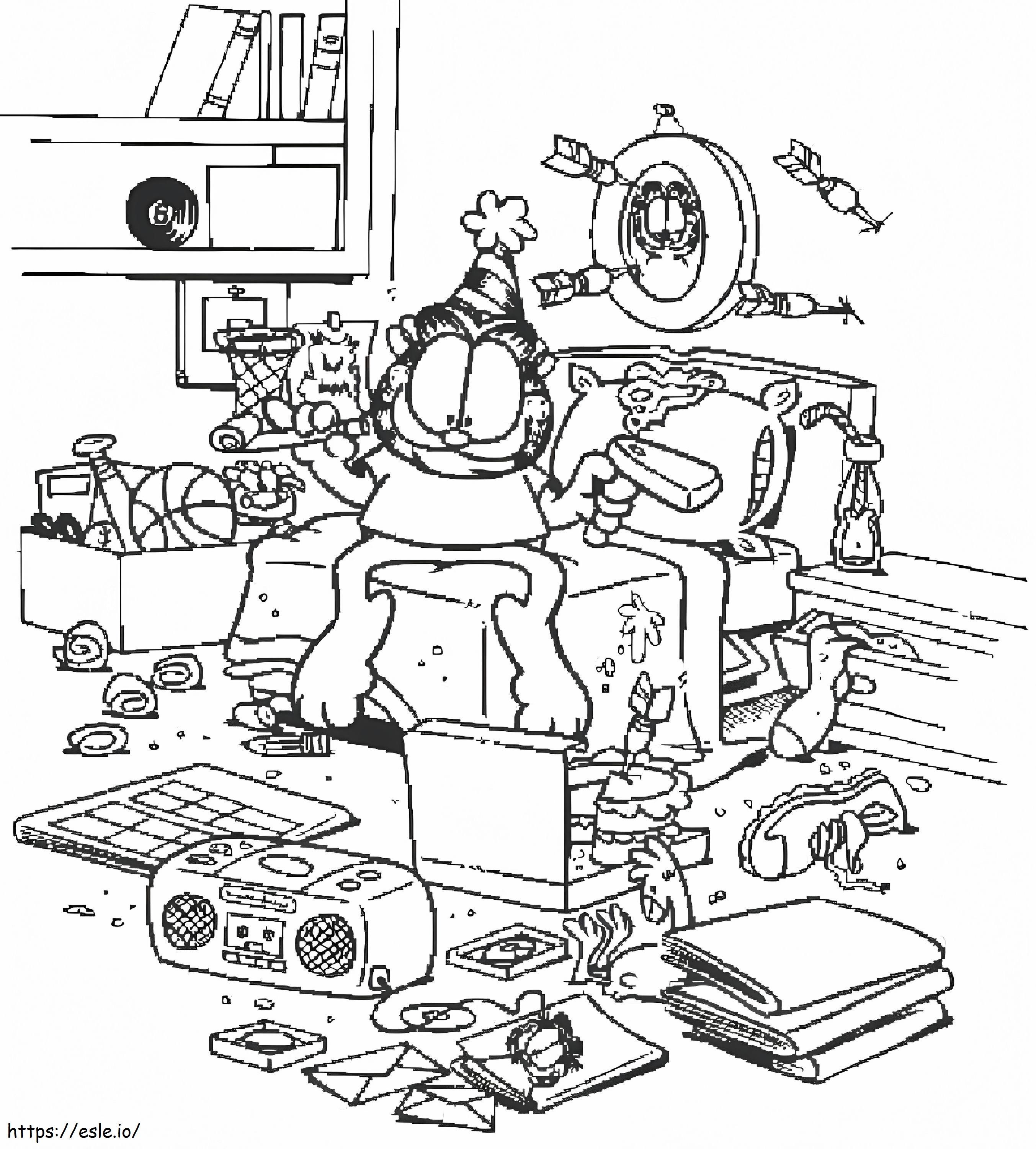 Garfield In A Dorm Room Coloring Page