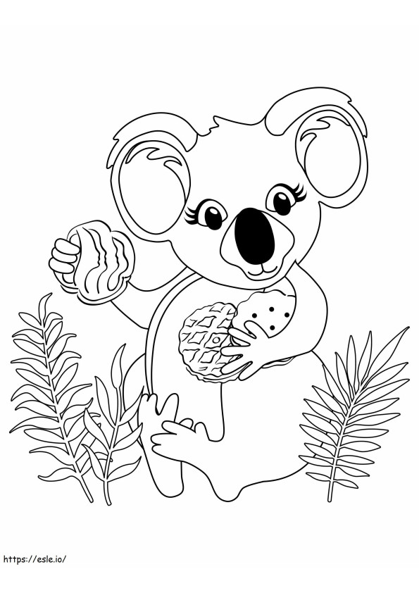 Coloriage Koala avec des biscuits à imprimer dessin