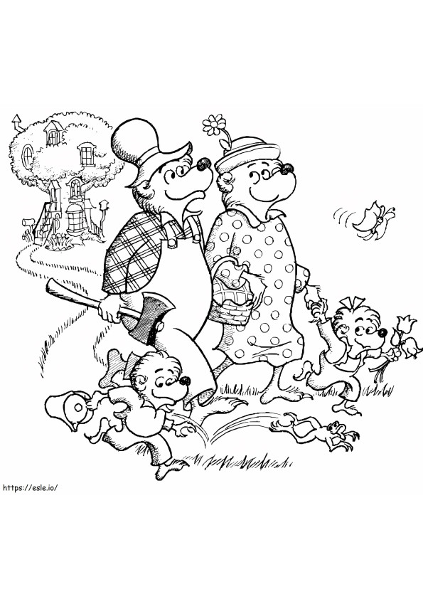 ベレンスタインのクマと家族の散歩 ぬりえ - 塗り絵