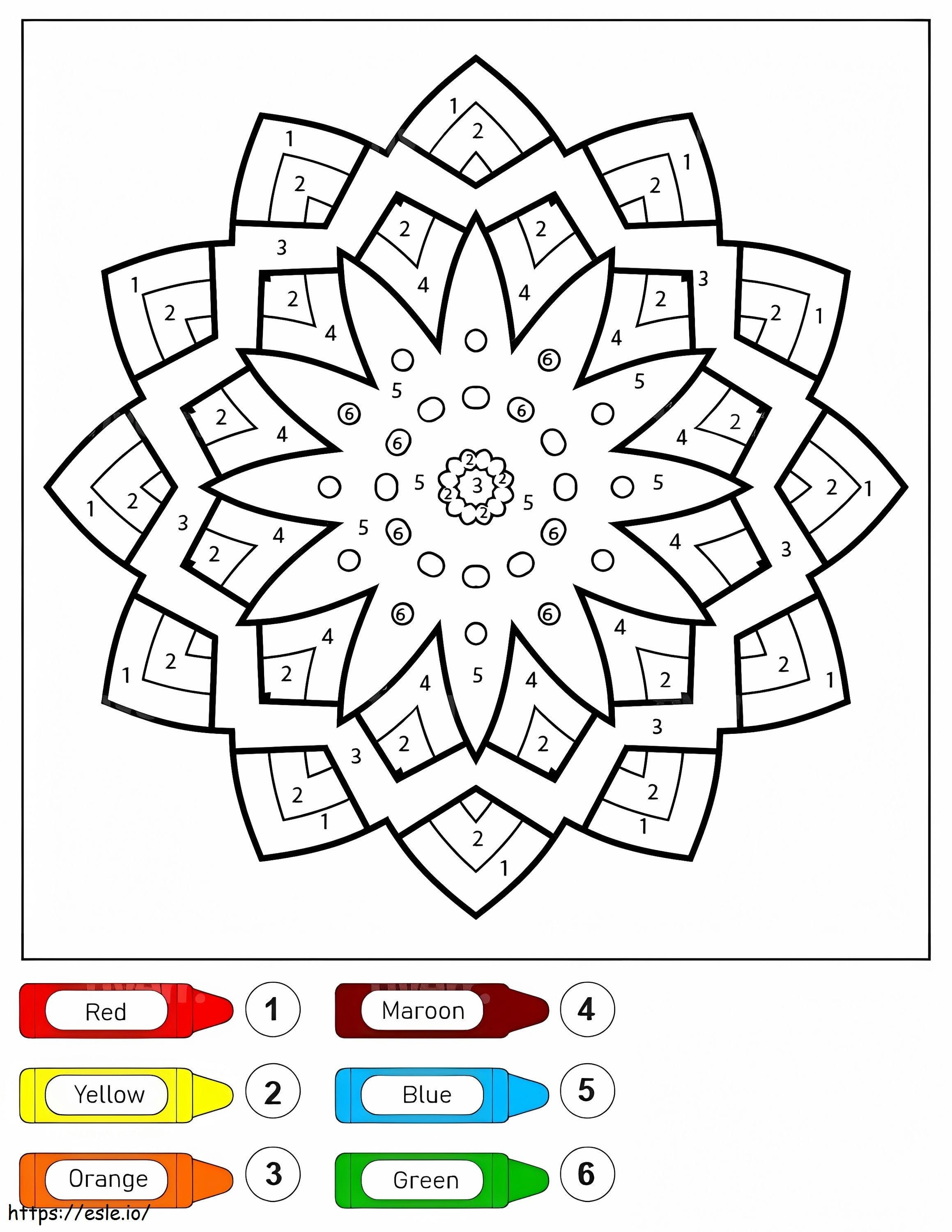 Mandala-sterren voor kinderen, kleur op nummer kleurplaat kleurplaat