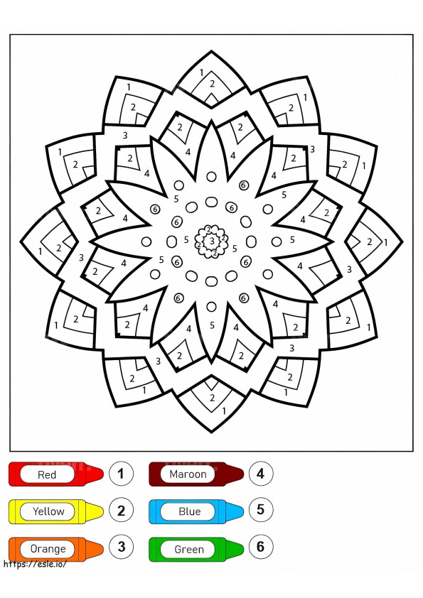 Mandala Stars For Kids Color By Number coloring page