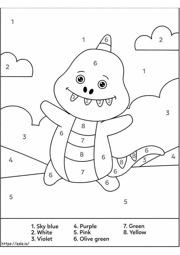 Funny Dinosaur Color By Number coloring page