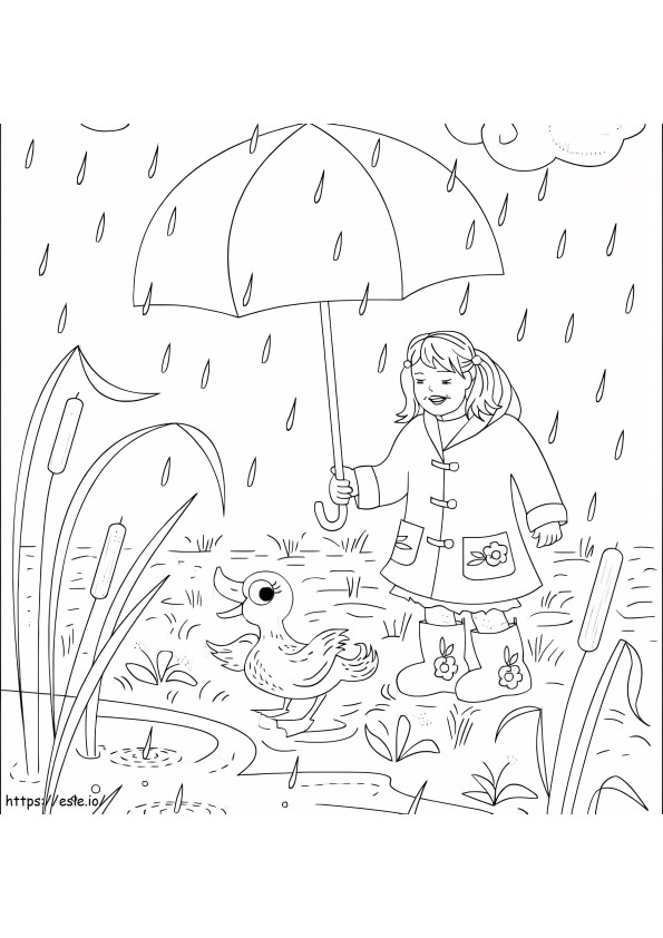 Girl And Duck coloring page