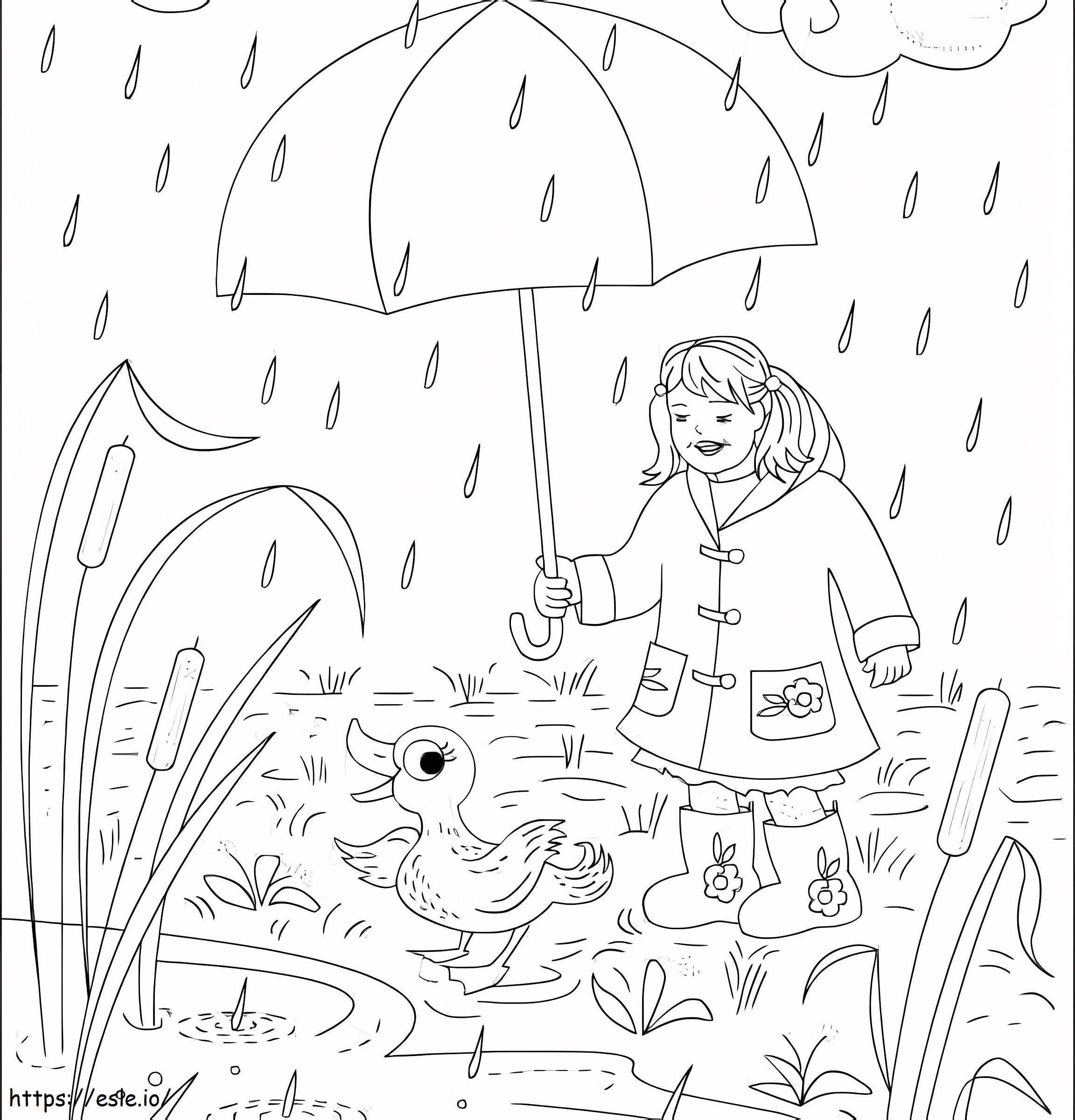 Girl And Duck coloring page