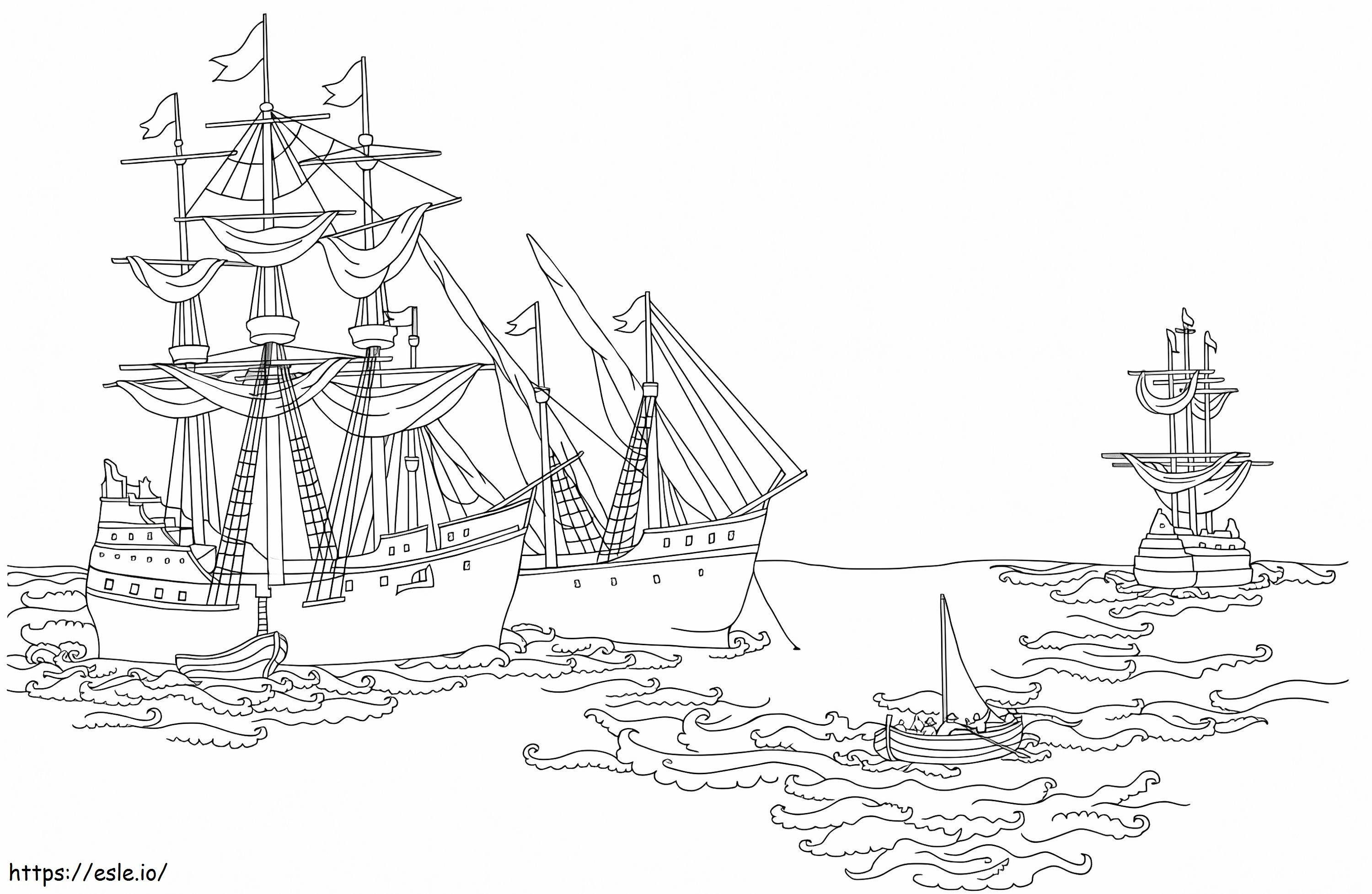 1559873918 Columbuss Ships A4 coloring page