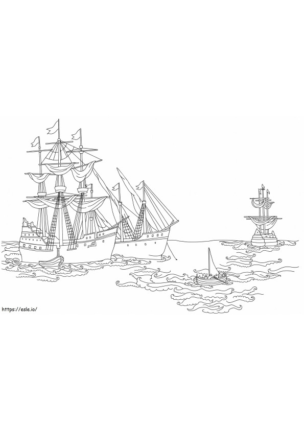 Coloriage 1559873918 Navires Columbus A4 à imprimer dessin
