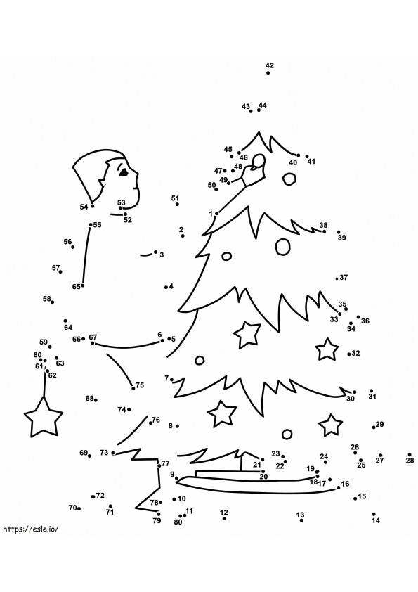 Decorating Christmas Tree Dot To Dots coloring page