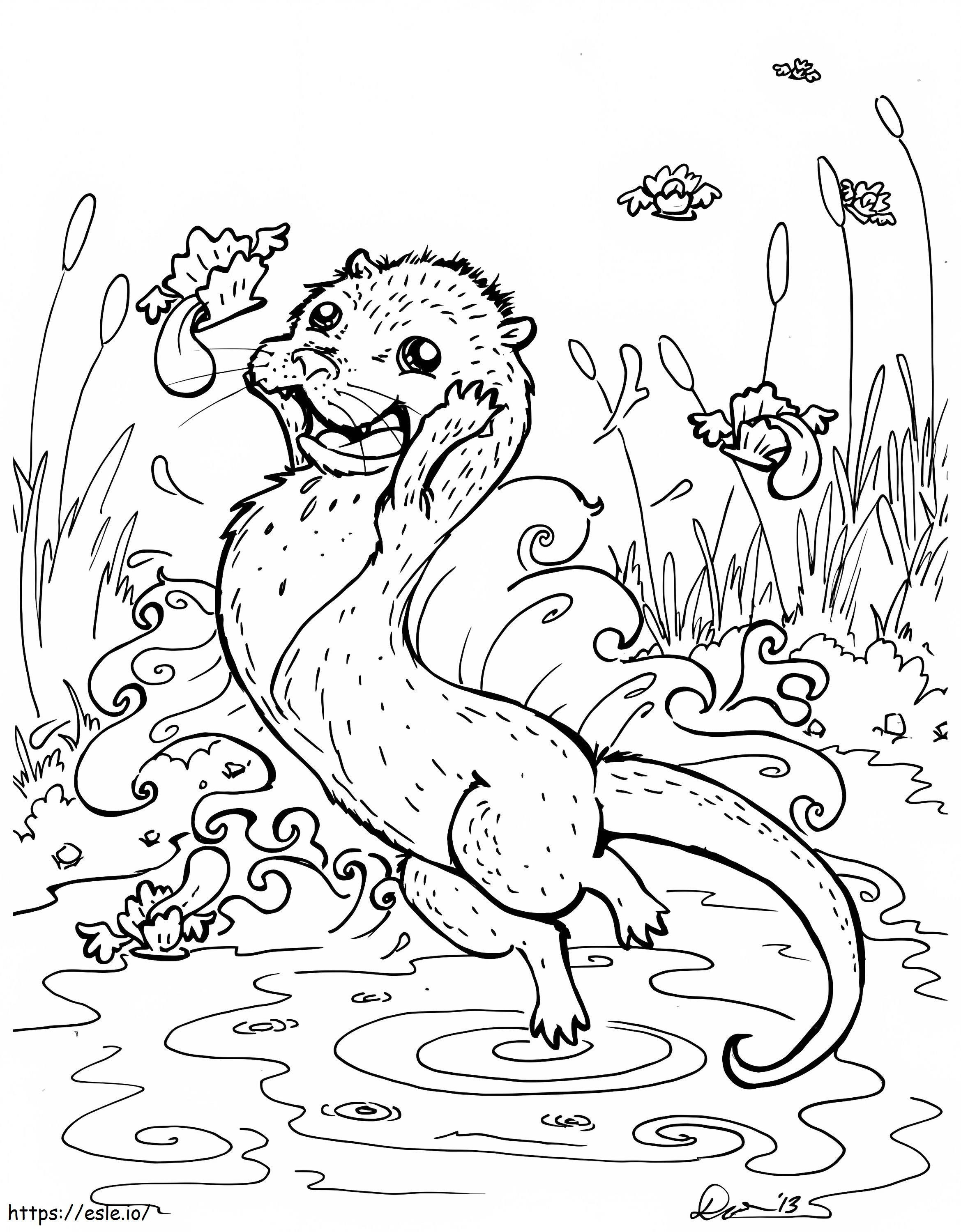 Cute Otter And Sea Animal coloring page