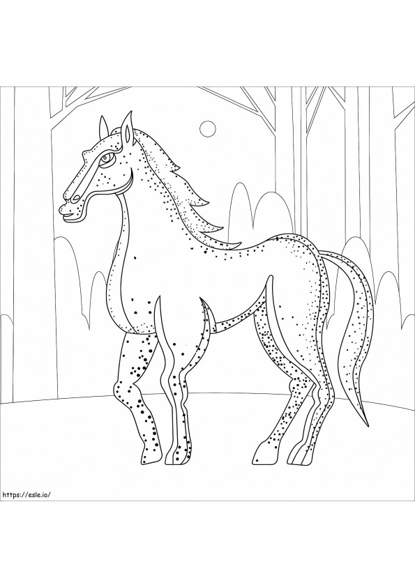Horse In The Forest coloring page