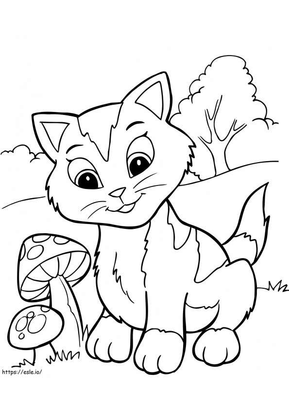 Kittens And Mushrooms coloring page