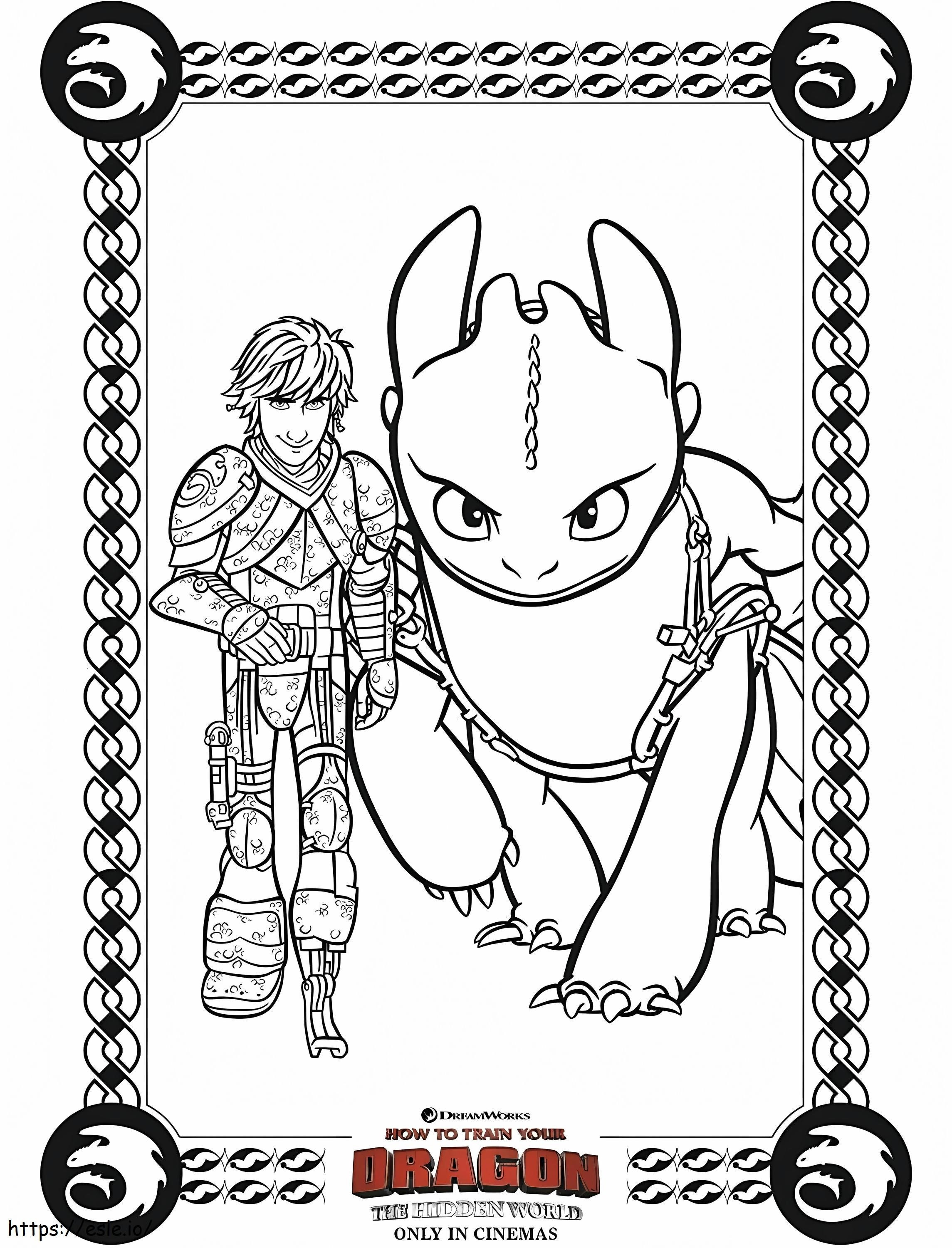 1566986236 Hiccup And Night Fury A4 coloring page