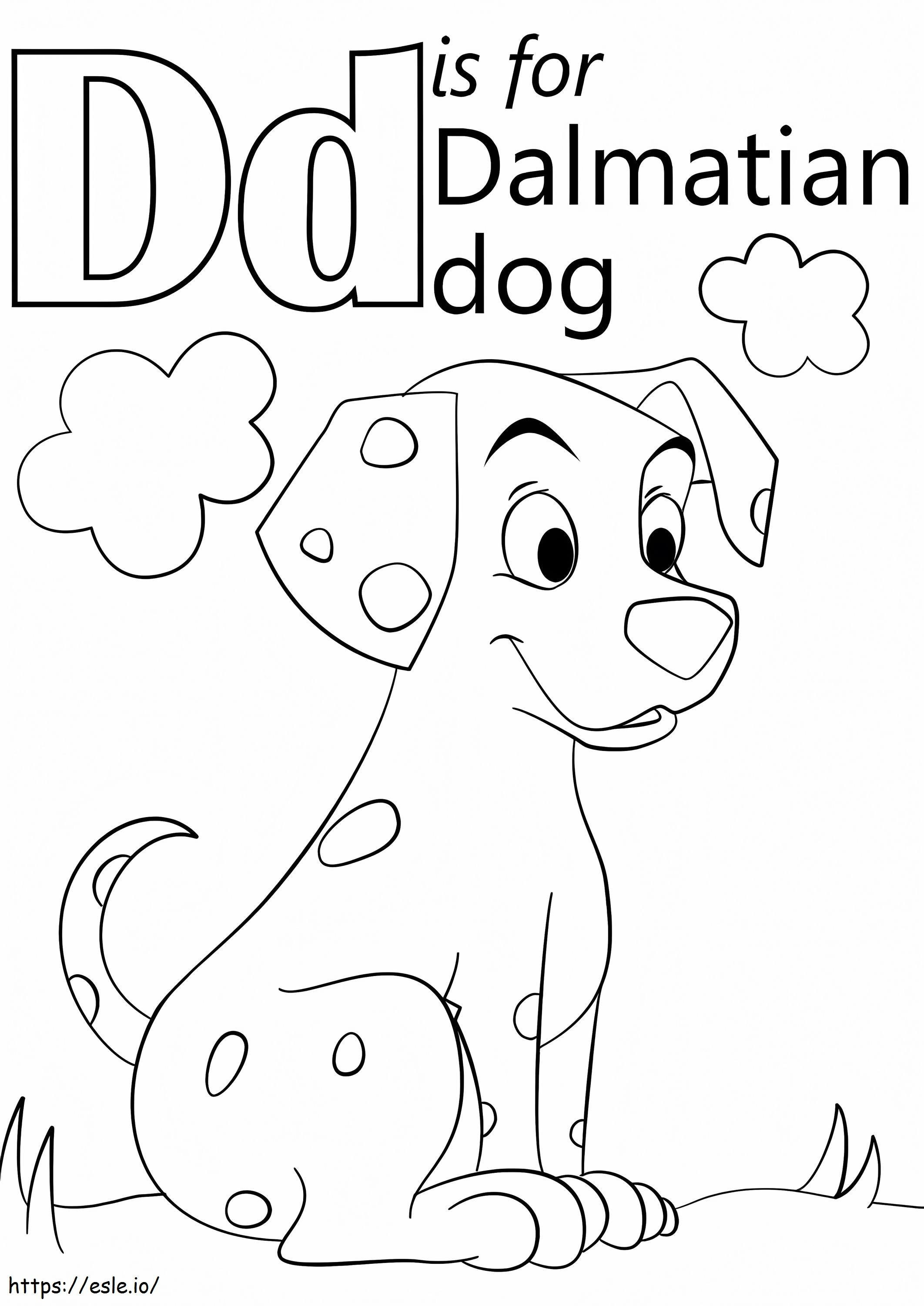 Câinele dalmat litera D de colorat
