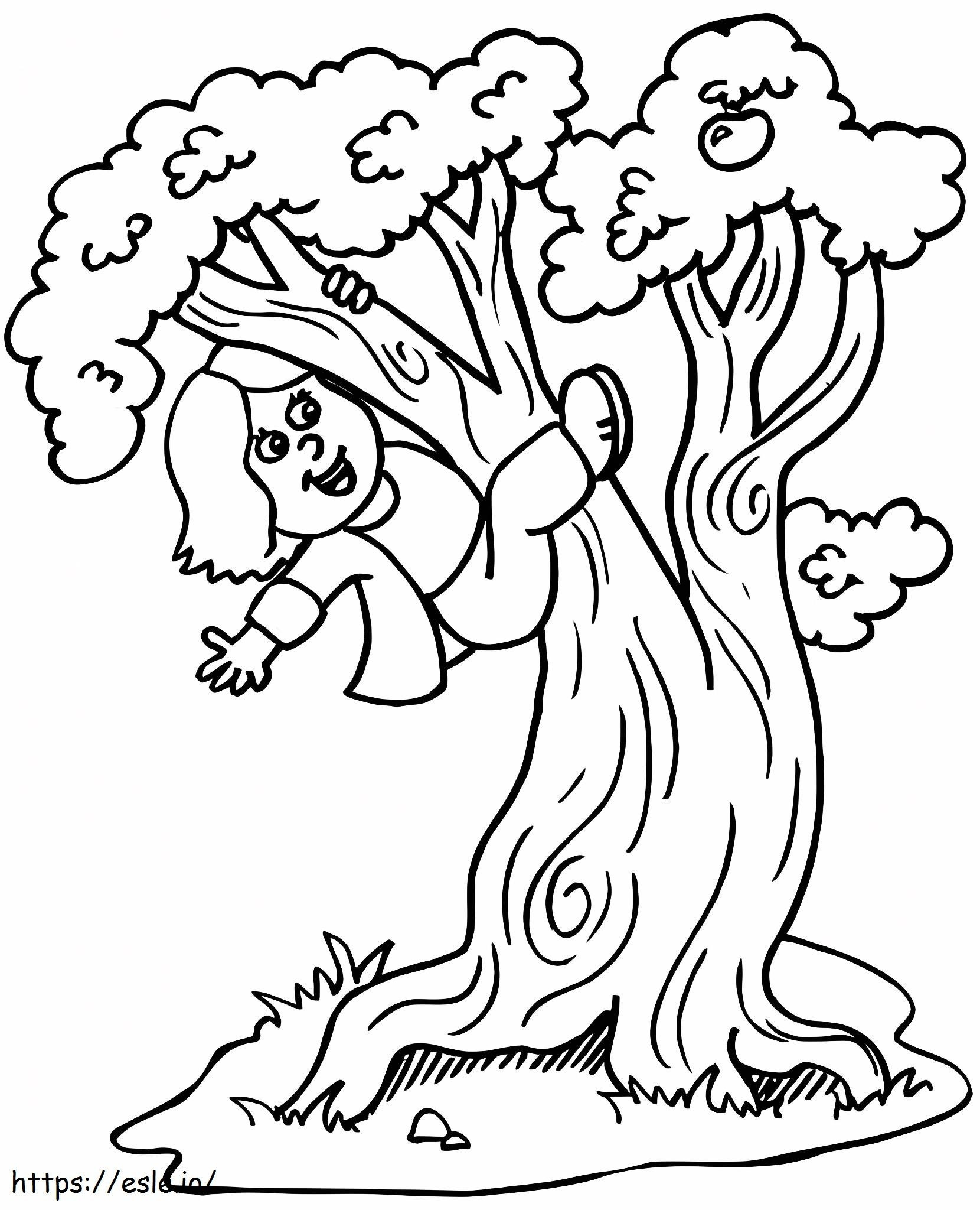 Dziewczyna wspinająca się na drzewa kolorowanka