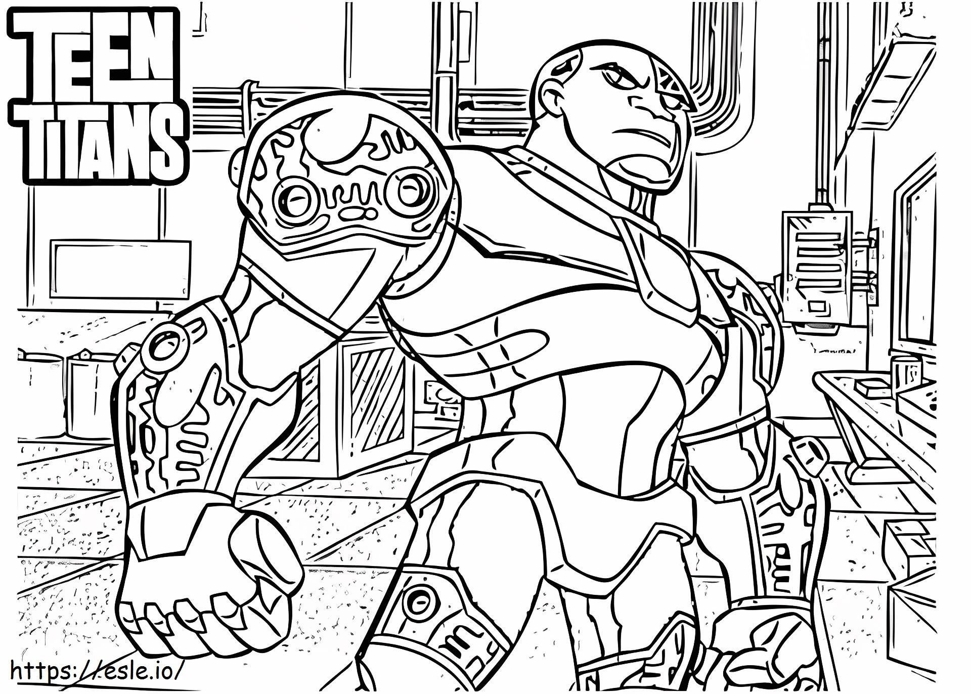 Coloriage Cyborg des Teen Titans à imprimer dessin