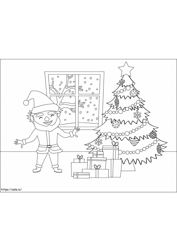 Christmas Tree And Santa coloring page